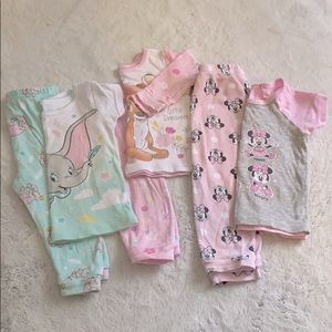 3 SETS - Gently used Disney baby girl pajamas